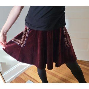 Flying Tomato Folky Red Velvet Large Skirt